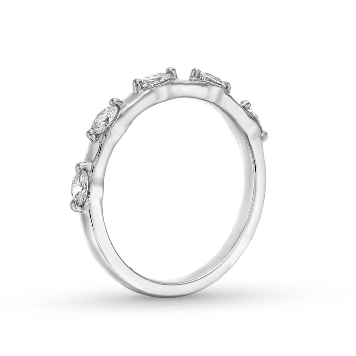 White Gold 14K Oval Diamond Accented Band by C. Gonshor
