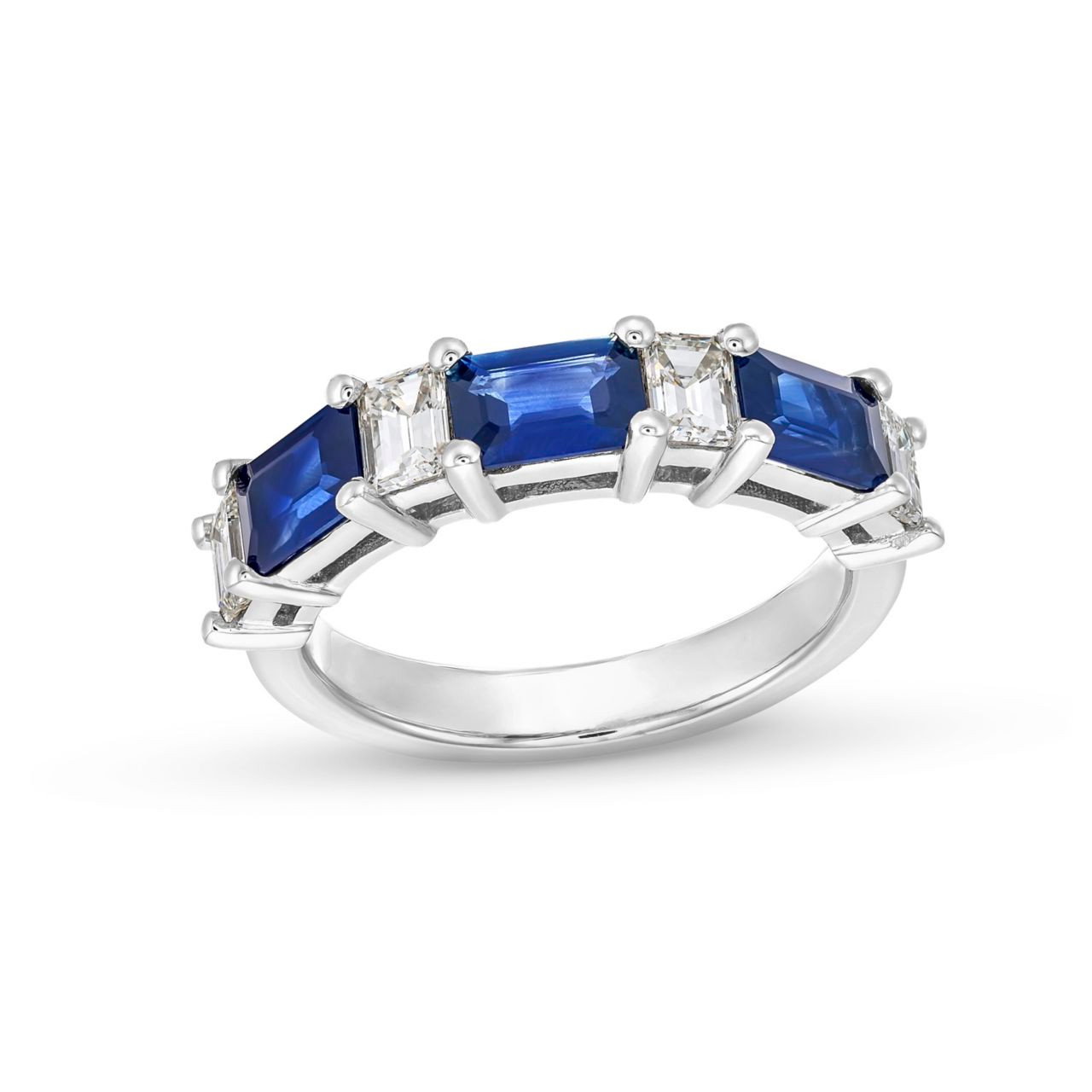 Blue Sapphire Diamond Wedding Band 1