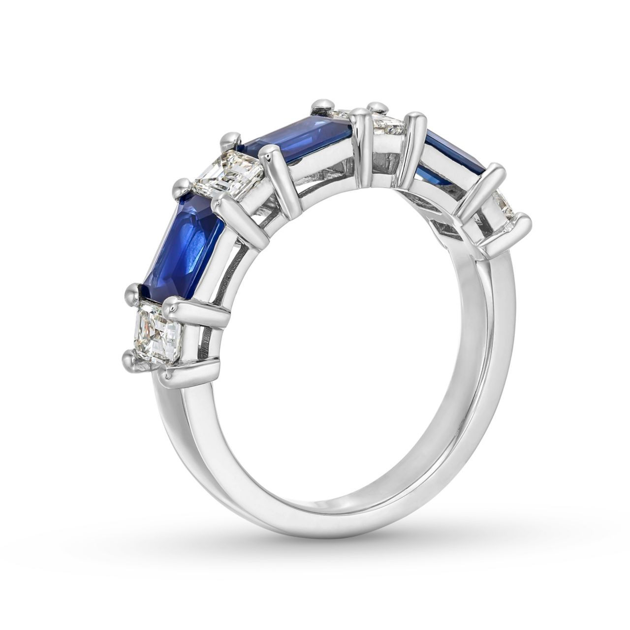 Blue Sapphire Diamond Wedding Band 2