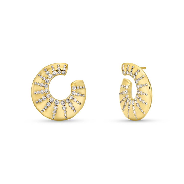 Diamond Scattered Stud Earrings In Solid 14K Yellow Gold