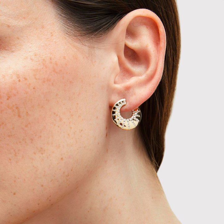 Diamond Scattered Stud Earrings In Solid 14K Yellow Gold
