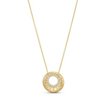 Diamond Scattered Circle Pendant Necklace In Yellow Gold 14K