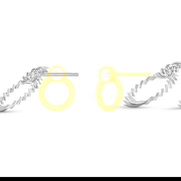 Diamond Bezel Circle Stud Earrings