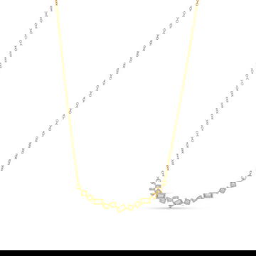 Round and Baguette Diamond Curve Bar Pendant Necklace