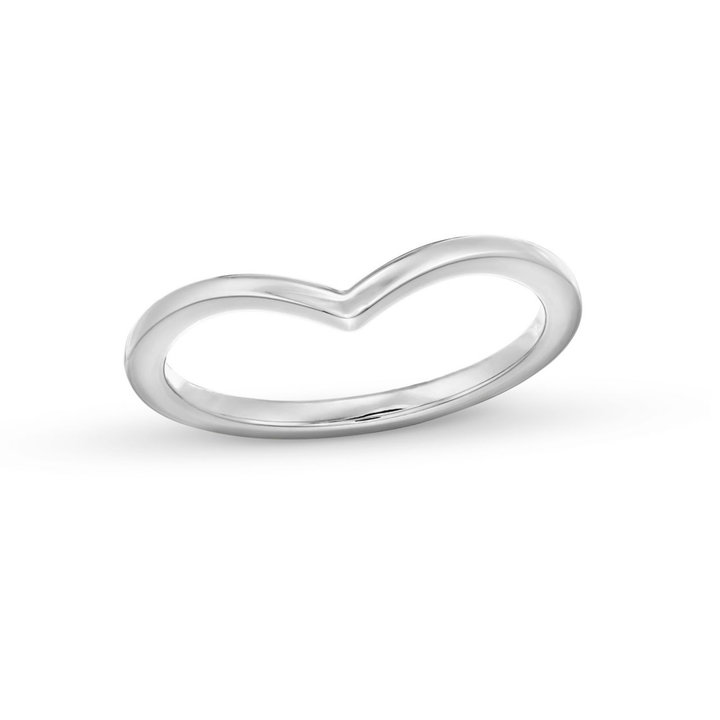 Pointed Wedding Band In White Gold 14K