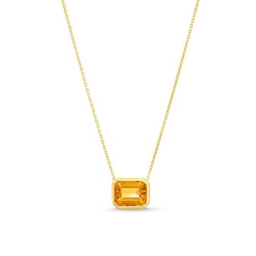 Citrine Bezel Pendant Necklace In Yellow Gold 14K