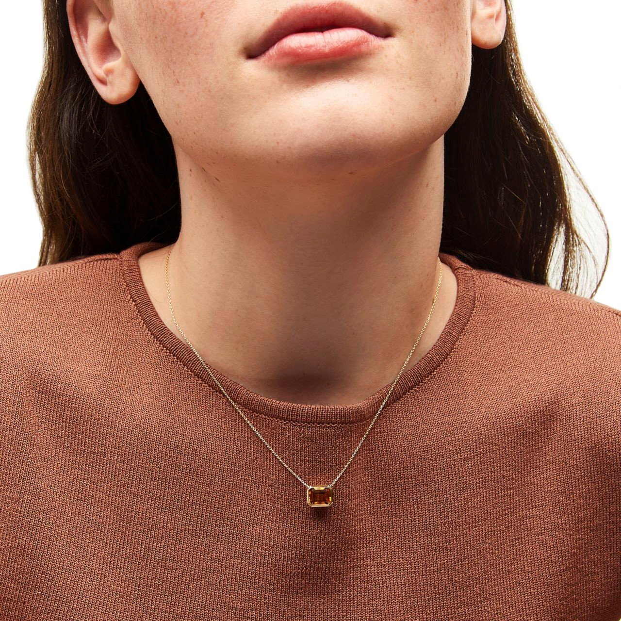 Citrine Bezel Pendant Necklace 1