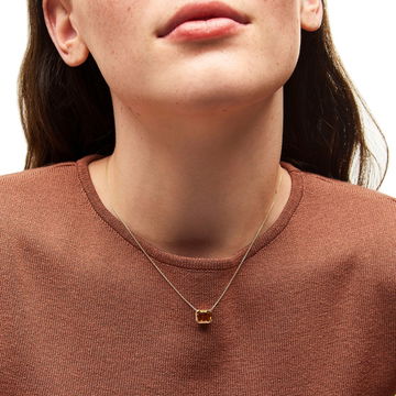 Citrine Bezel Pendant Necklace In Yellow Gold 14K