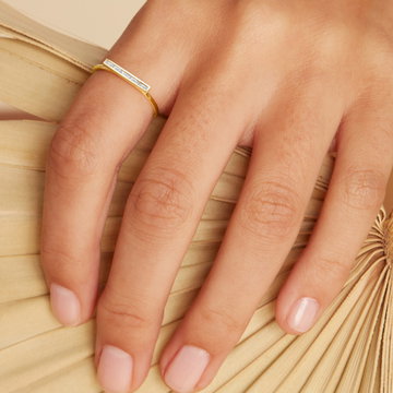Baguette Diamond Bar Ring In White Gold 14K