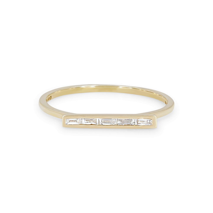 Baguette Diamond Bar Ring In White Gold 14K