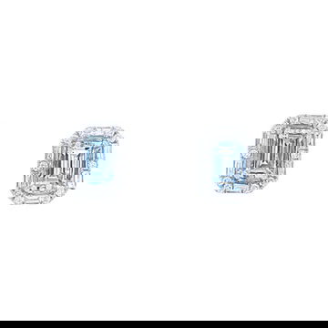 Aquamarine and Diamond Halo Studs