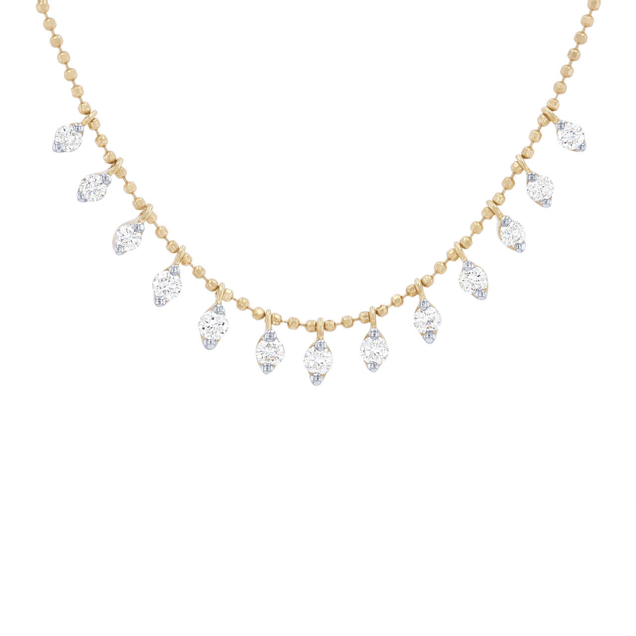 Diamond Dangle Beaded Chain Necklace