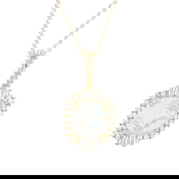 Opal and Diamond Vintage Halo Pendant