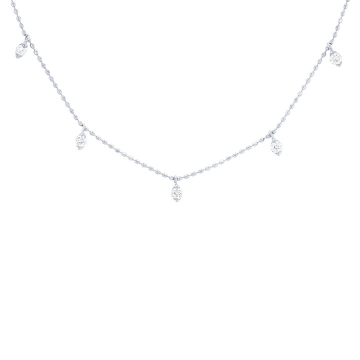 Thirteen Diamond Station Necklace In White Gold 14K