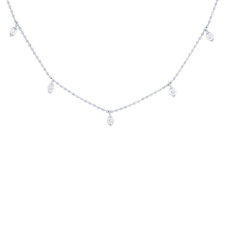 White Gold 14K Thirteen Diamond Station Necklace