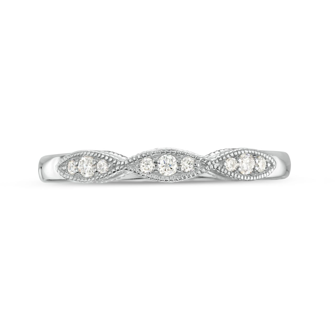 Marquise Frame Milgrain 14K White Gold Wedding Band