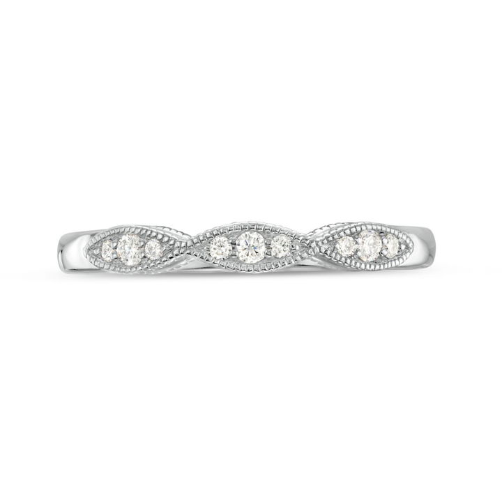 Marquise Frame Milgrain 14K White Gold Wedding Band