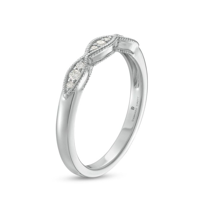 Marquise Frame Milgrain 14K White Gold Wedding Band