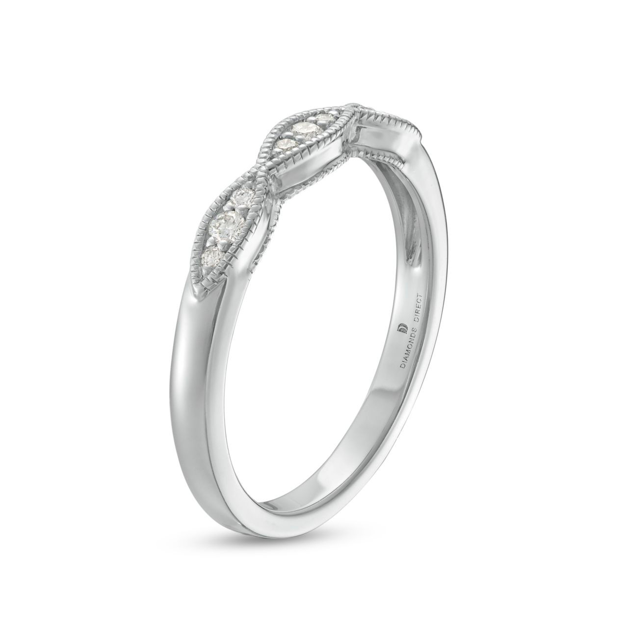Marquise Frame Milgrain 14K White Gold Wedding Band
