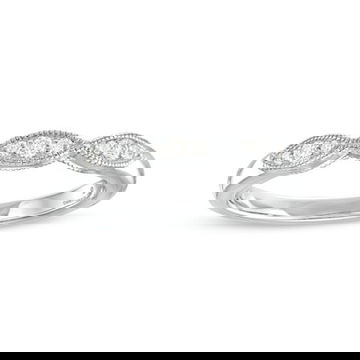 Marquise Frame Milgrain 14K White Gold Wedding Band