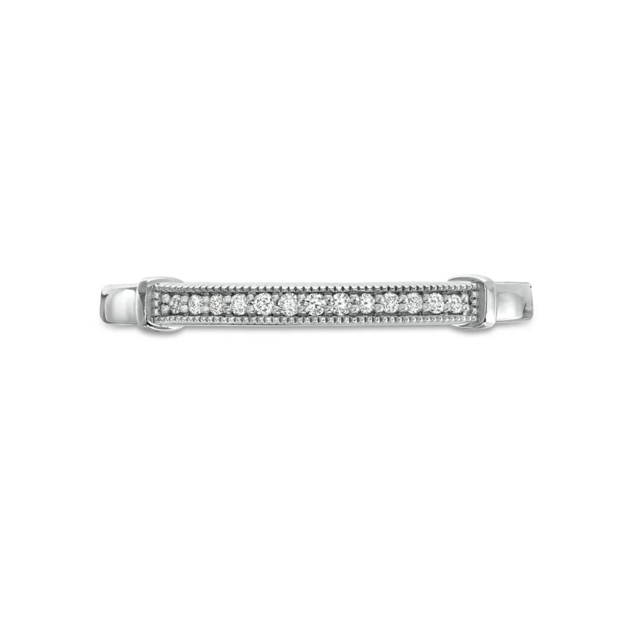 Beadset Milgrain 14K White Gold Wedding Band
