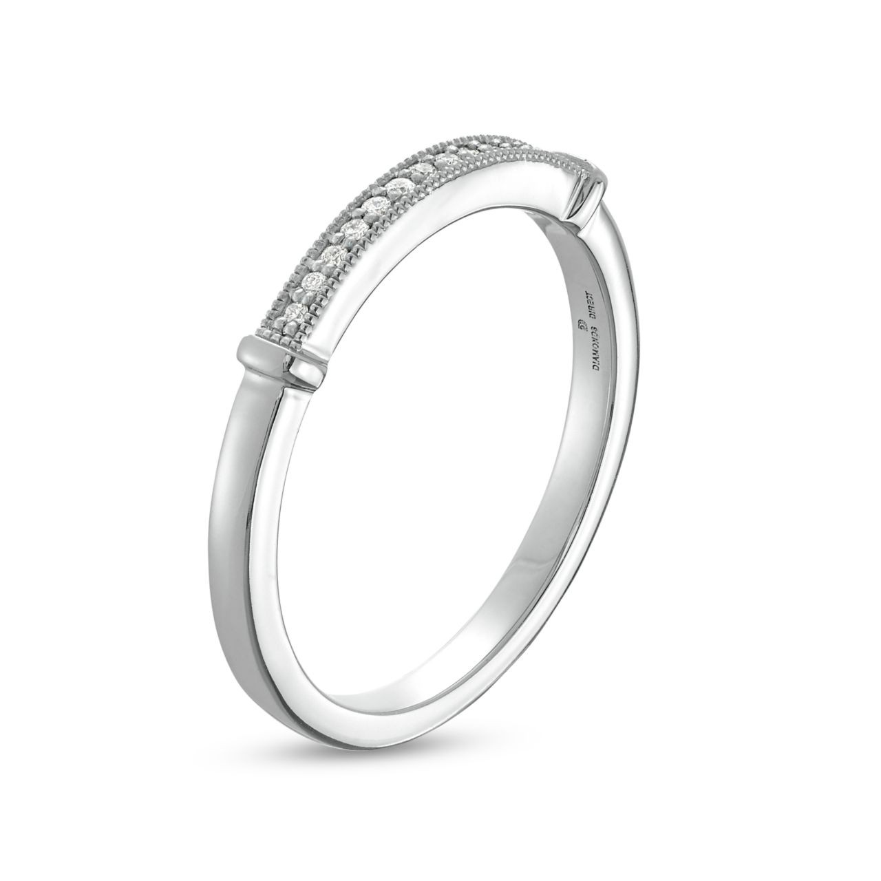 Beadset Milgrain 14K White Gold Wedding Band