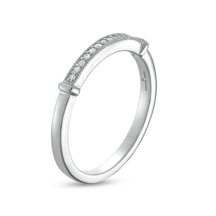 Beadset Milgrain 14K White Gold Wedding Band