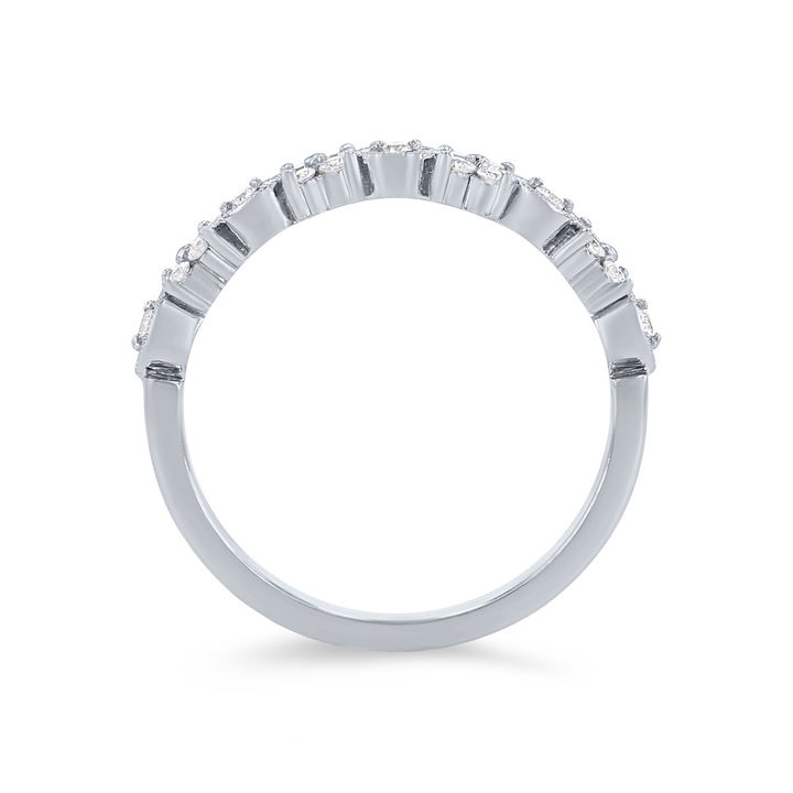 Floral Milgrain 14K White Gold Wedding Band