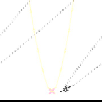 Ruby Floral Design Diamond Bezel Necklace