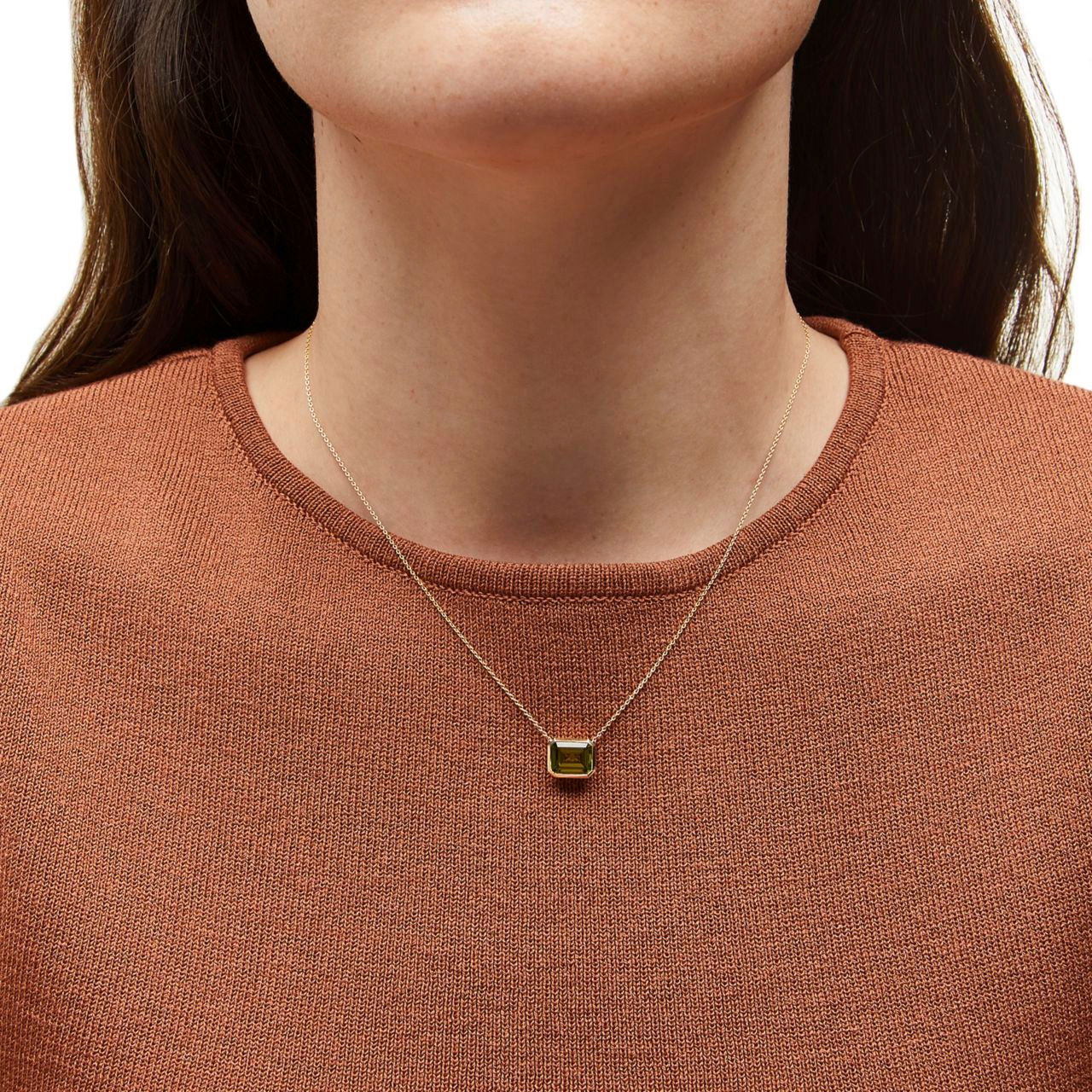 Peridot Bezel Pendant Necklace