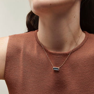 London Blue Topaz Diamond Necklace In Yellow Gold 14K