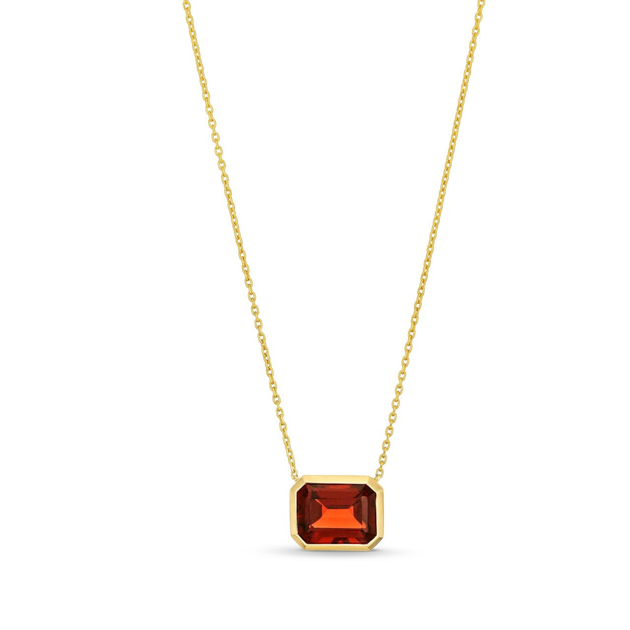 Red Garnet Bezel Pendant Necklace 0
