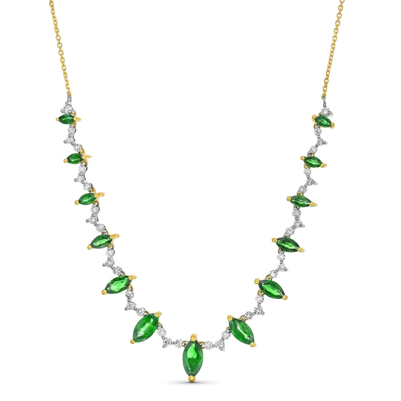Marquise Green Emerald Diamond Necklace 0