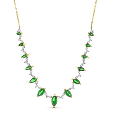 Marquise Green Emerald Diamond Necklace