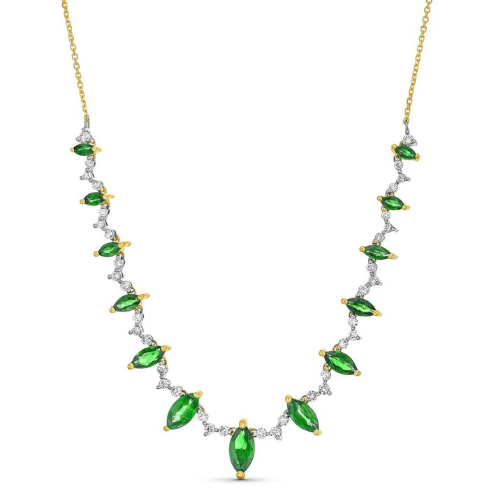 Marquise Green Emerald Diamond Necklace