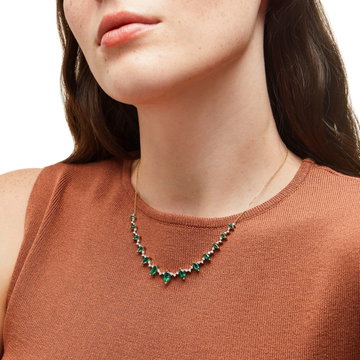 Marquise Green Emerald Diamond Necklace