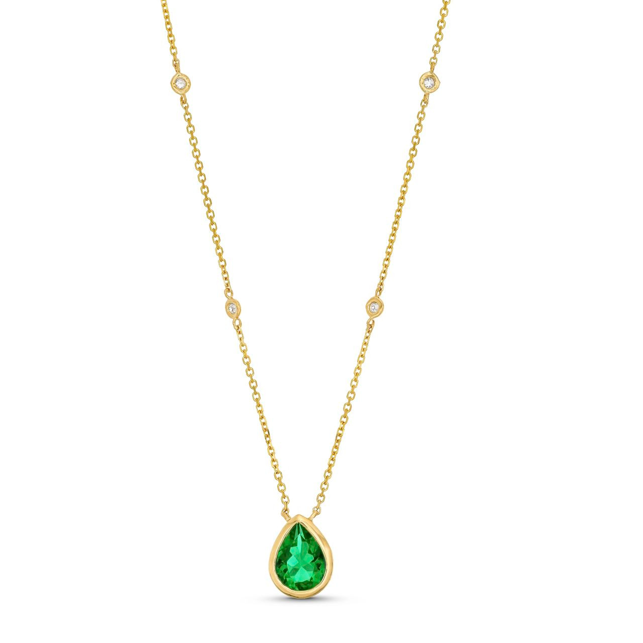 Pear Shape Green Emerald Necklace 0