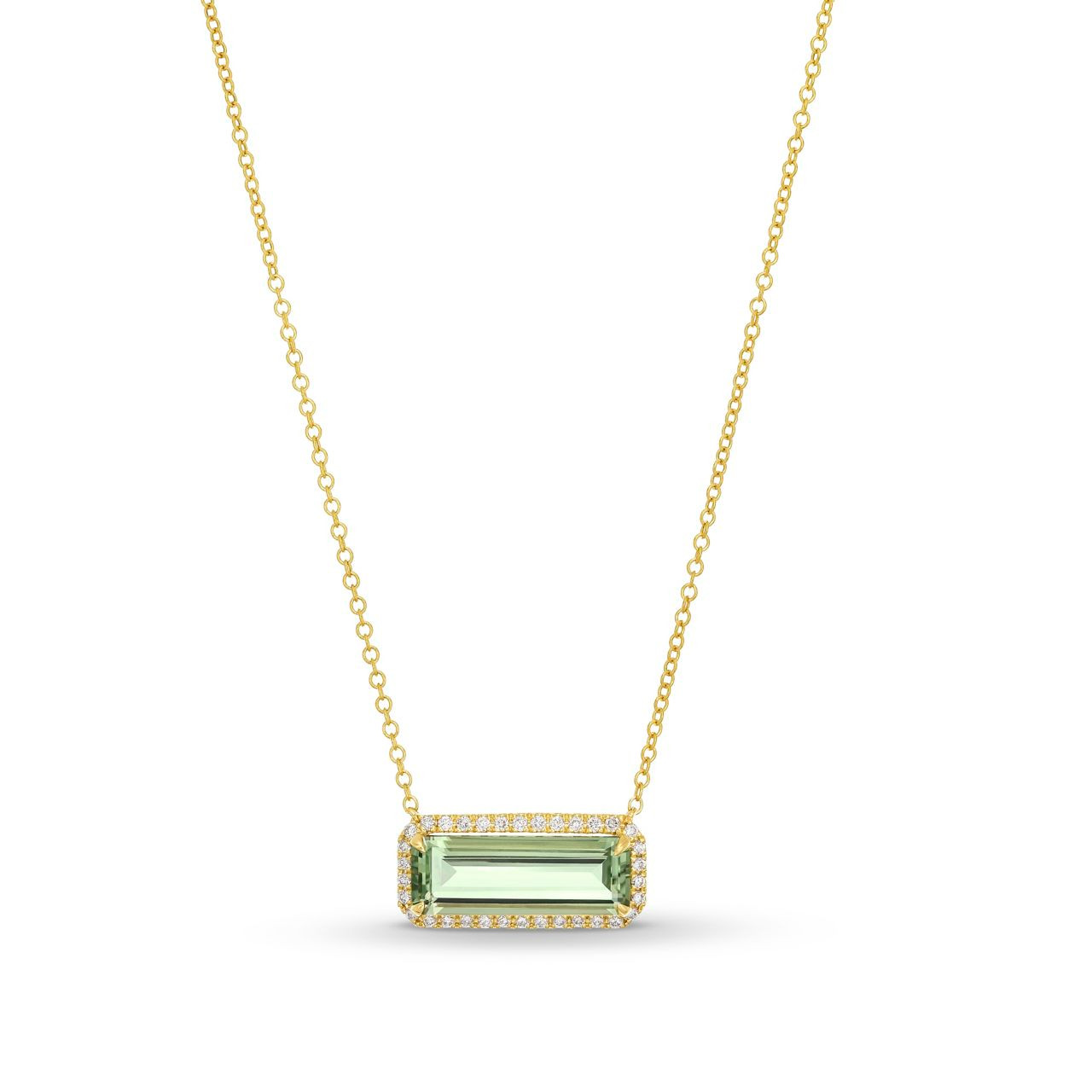 Green Amethyst Diamond Necklace 0