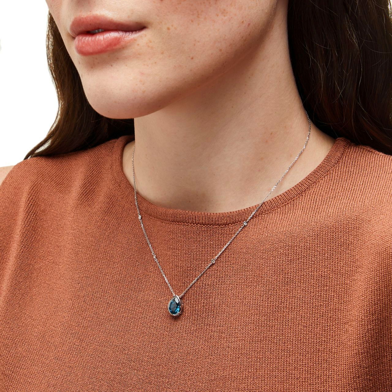 Pear Shape Blue Topaz Necklace