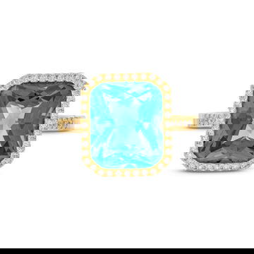 London Blue Topaz Diamond Halo Ring