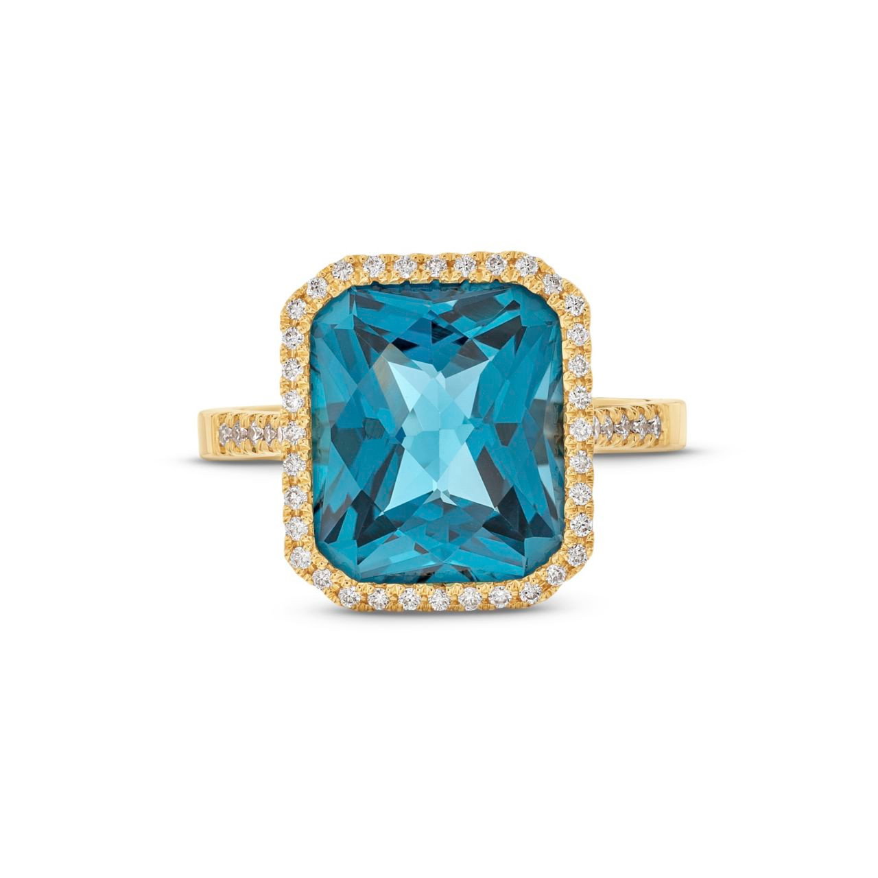 London Blue Topaz Diamond Halo Ring 0