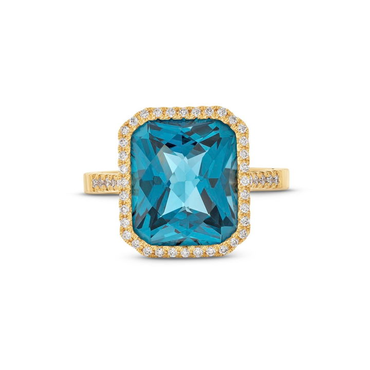 London Blue Topaz Diamond Halo Ring
