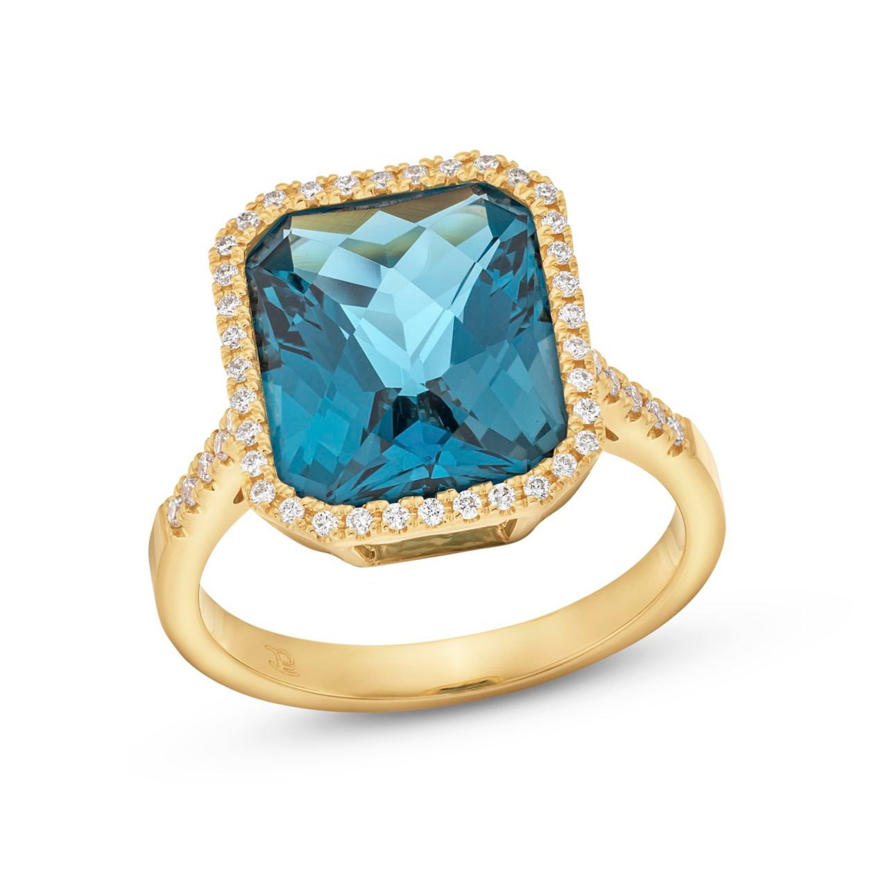 London Blue Topaz Diamond Halo Ring 1