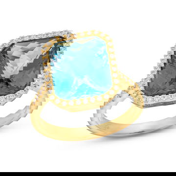 London Blue Topaz Diamond Halo Ring
