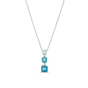 Graduated Blue Topaz Diamond Necklace