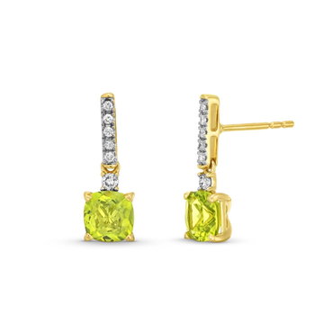 Peridot Diamond Earrings In Yellow Gold 14K