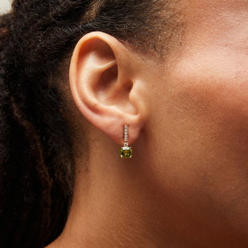 Peridot Diamond Earrings In Yellow Gold 14K