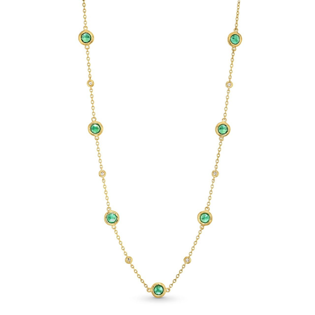 Green Emerald Bezel Station Necklace 0
