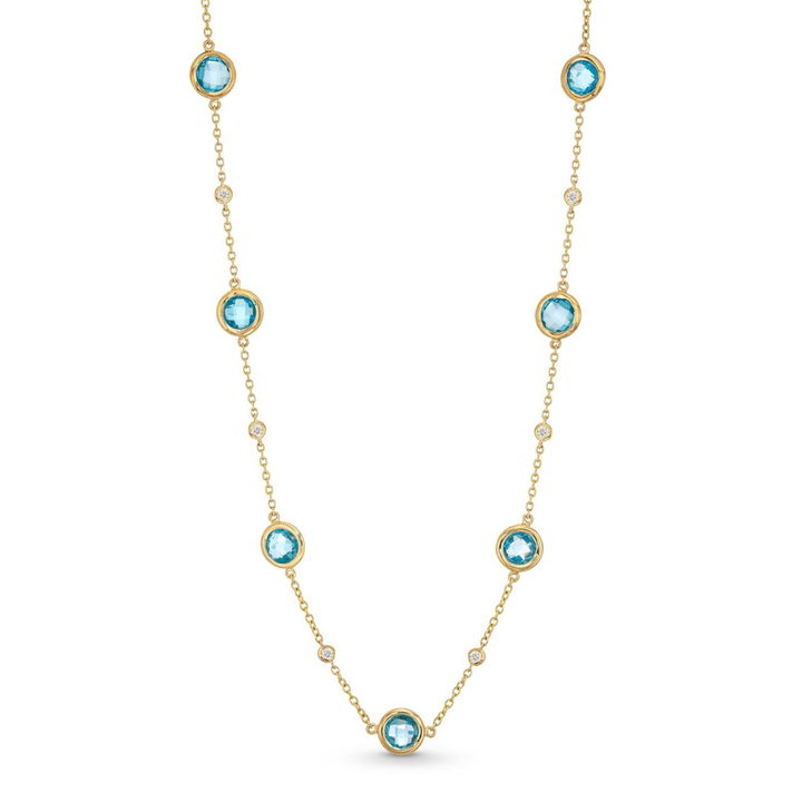 Blue Topaz Bezel Station Necklace