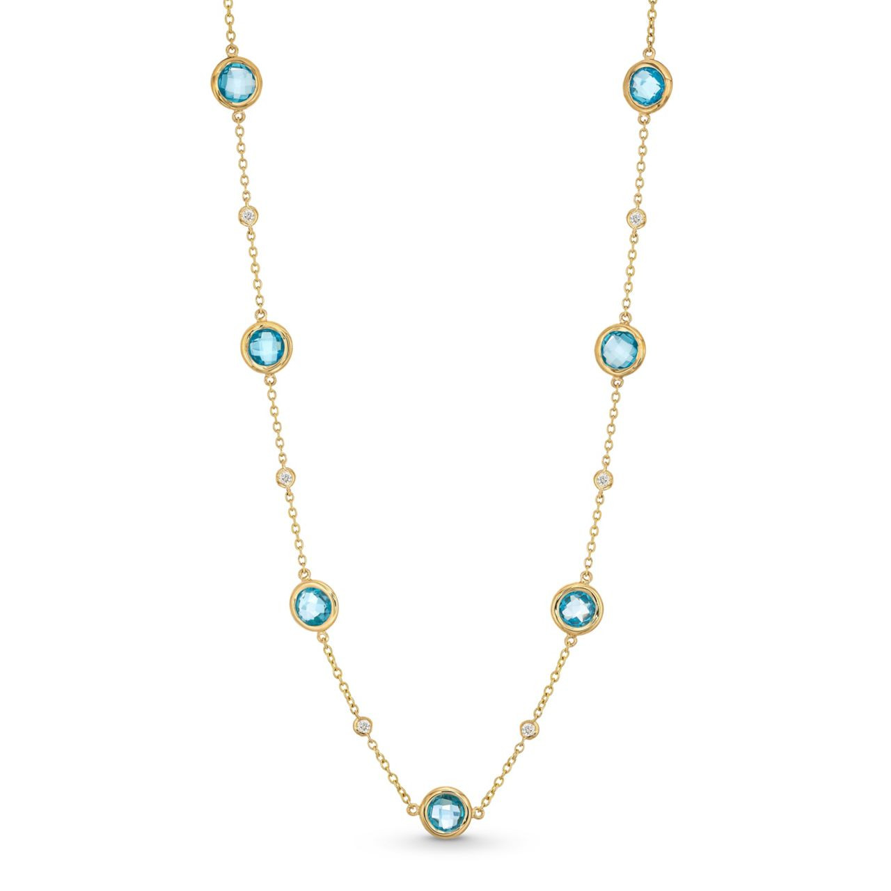Blue Topaz Bezel Station Necklace